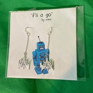 NWT minx earrings 8-bit space invaders retro vintage jewelry .925 silver